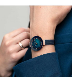 Ceas de Dama, Bering, Albastru Ceramic 11429-387