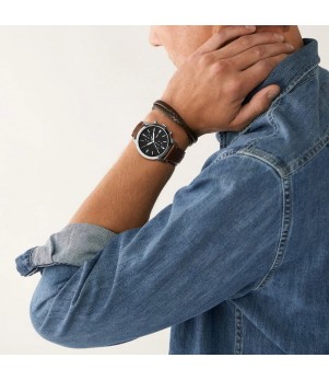 Ceas Barbati, Fossil, Townsman FS5967SET, Set cu Bratara