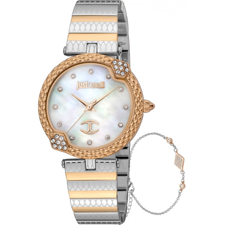 Ceas Dama, Just Cavalli, Glam Chic JC1L197M0105, Set cu Bratara