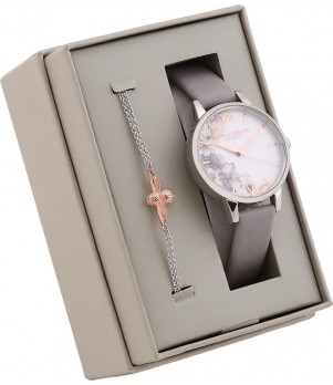 Ceas Dama, Olivia Burton, Watercolour Florals OBGSET45, Set cu Bratara