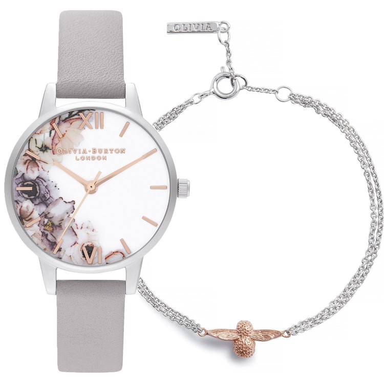 Ceas Dama, Olivia Burton, Watercolour Florals OBGSET45, Set cu Bratara