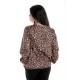 Bluza Dama cu Decolteu in V, Satin Leopard, Maro