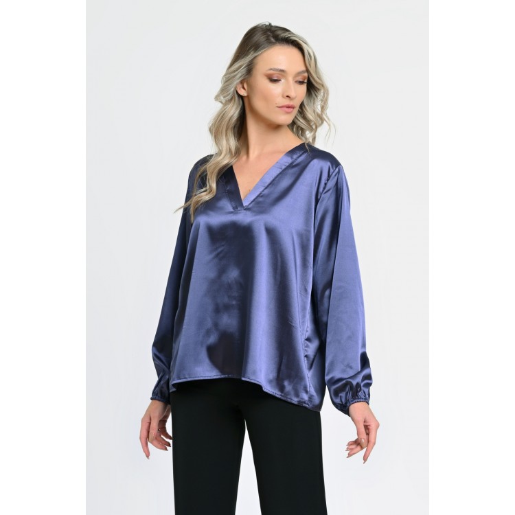 Bluza Dama cu Funda Ampla, Indigo Satin