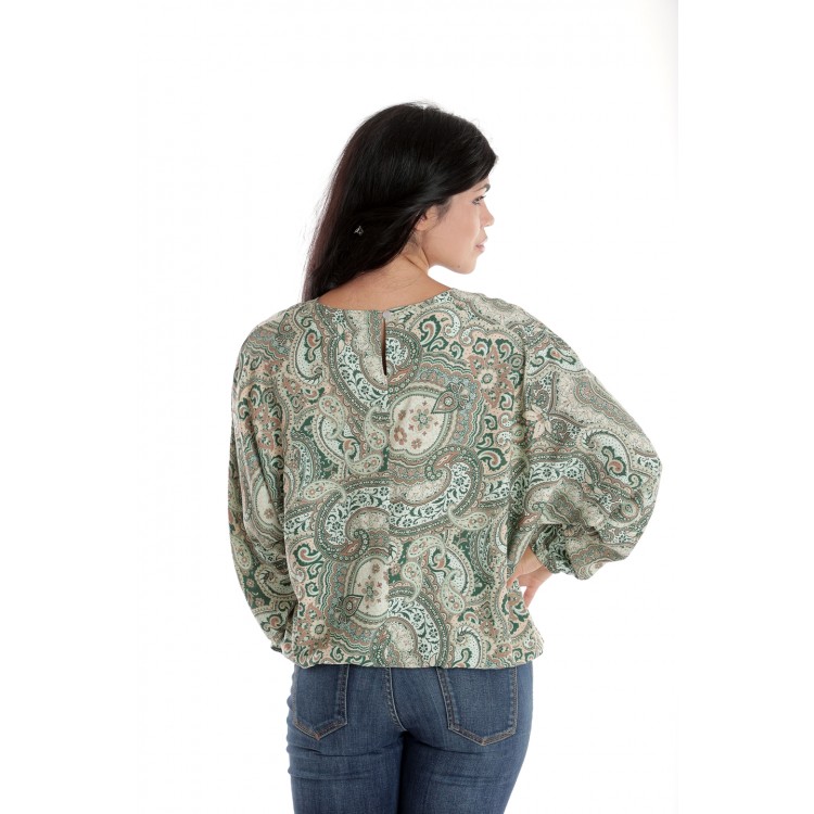 Bluza Dama, cu Maneca lunga tip Kimono, Verde