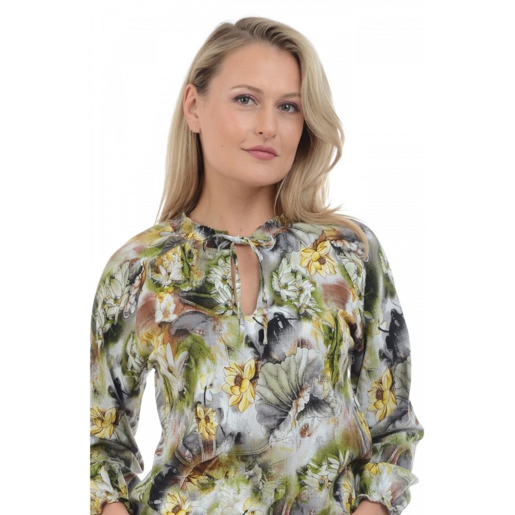Bluza Dama Verde si Imprimeu cu Flori 