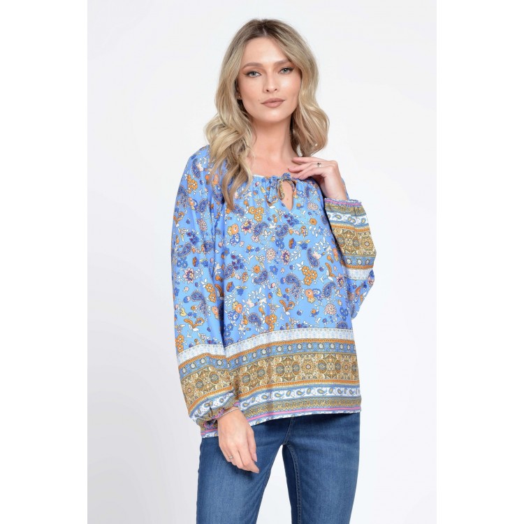 Bluza IE Dama cu Maneca lunga, Multicolor cu Imprimeu Combinat