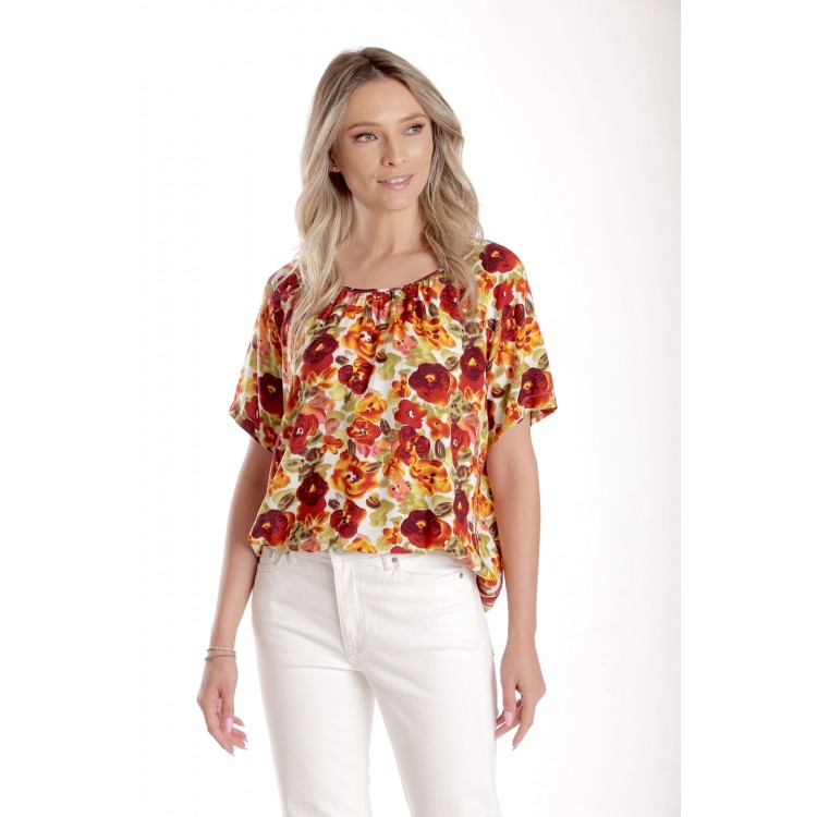 Bluza Dama, Ampla cu Imprimeu Floral - Panselute