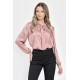 Bluza Dama din Satin, Eleganta cu Funda, Roz V301