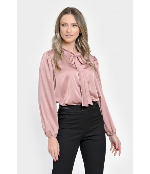 Bluza Dama din Satin, Eleganta cu Funda, Roz V301