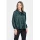 Bluza Dama din Satin, Verde inchis, Eleganta cu Funda V303