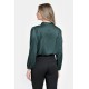 Bluza Dama din Satin, Verde inchis, Eleganta cu Funda V303