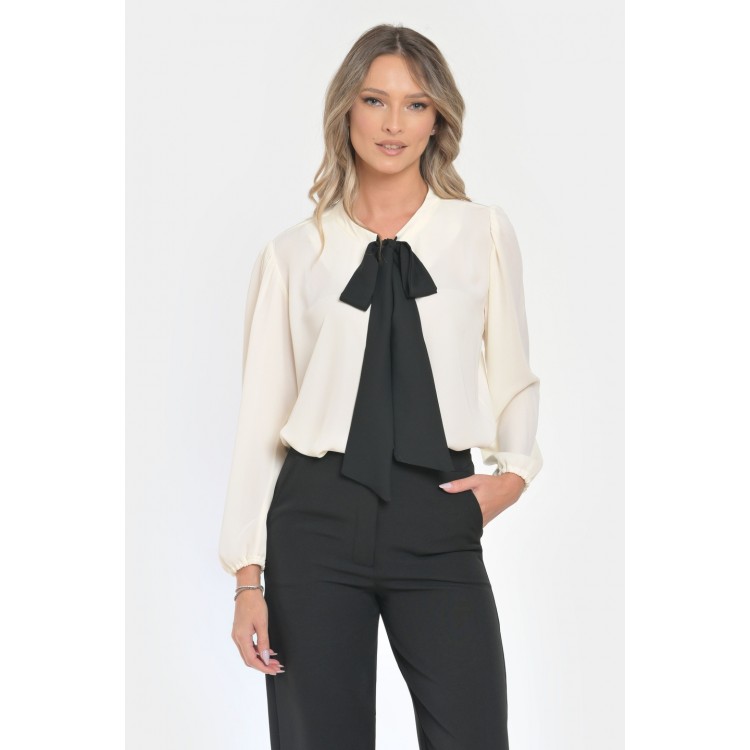 Bluza Dama, Eleganta cu Funda Contrastanta V298