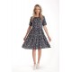 Rochie cu Volane Dama V277, Bleumarin Imprimeu Floral Lila