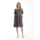 Rochie cu Volane Dama V277, Bleumarin Imprimeu Floral Lila