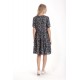 Rochie cu Volane Dama V277, Bleumarin Imprimeu Floral Lila