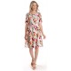 Rochie cu Volane Dama V278, Crem cu Imprimeu Floral