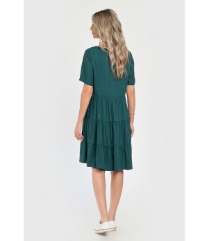 Rochie cu Volane Dama V291, Verde cu imprimeu floral