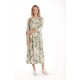 Rochie Lunga Dama V271, crem cu imprimeu floral verde