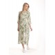 Rochie Lunga Dama V271, crem cu imprimeu floral verde