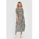 Rochie Lunga Dama V285, cu Dungi Suprapuse