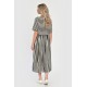Rochie Lunga Dama V285, cu Dungi Suprapuse