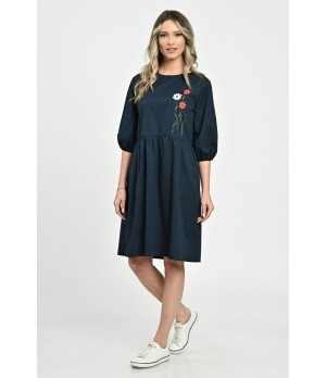 Rochie Medie Dama V264, bleumarin pictata