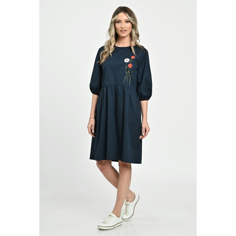 Rochie Medie Dama V264, bleumarin pictata