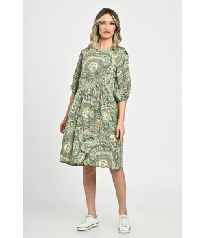 Rochie Medie Dama V263, Vernil cu imprimeu paisley