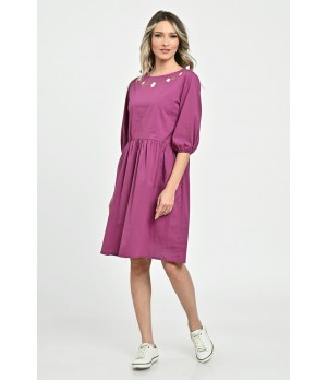 Rochie Medie Dama V265, Fucsia pictata