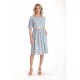 Rochie Medie Dama V272, Bleu cu flori albe