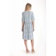 Rochie Medie Dama V272, Bleu cu flori albe