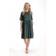 Rochie Medie Dama V273, Verde inchis cu buline albe