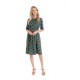 Rochie Medie Dama V273, Verde inchis cu buline albe