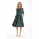 Rochie Medie Dama V273, Verde inchis cu buline albe
