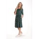 Rochie Medie Dama V273, Verde inchis cu buline albe