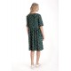 Rochie Medie Dama V273, Verde inchis cu buline albe