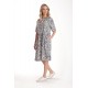 Rochie Medie Dama V274, Imprimeu MicroFloral Bleu