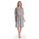Rochie Medie Dama V274, Imprimeu MicroFloral Bleu