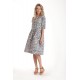Rochie Medie Dama V274, Imprimeu MicroFloral Bleu