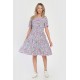 Rochie Medie Dama V283, cu Imprimeu MicroFloral Roz