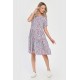 Rochie Medie Dama V283, cu Imprimeu MicroFloral Roz