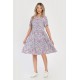 Rochie Medie Dama V283, cu Imprimeu MicroFloral Roz