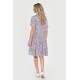 Rochie Medie Dama V283, cu Imprimeu MicroFloral Roz