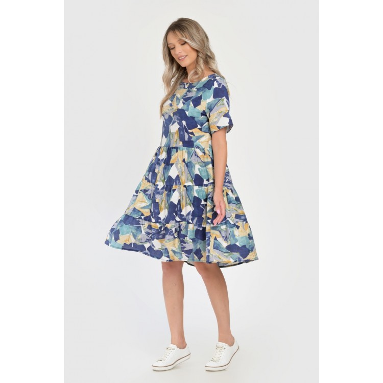 Rochie Medie Dama V289, cu Imprimeu Abstract