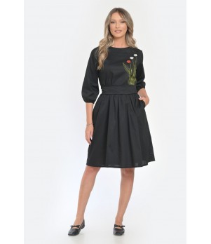 Rochie Medie Dama V294, Pictata manual, model floral
