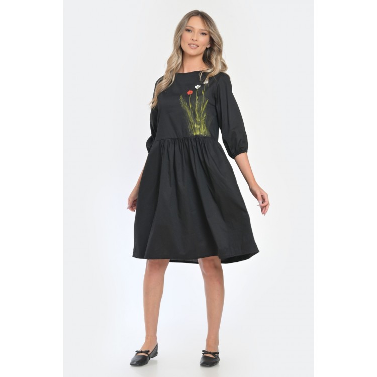 Rochie Medie Dama V294, Pictata manual, model floral