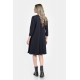 Rochie Medie Dama, Ampla, Bleumarin cu pictura realizata manual V304