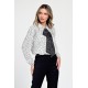 Bluza Dama din Satin, Alba cu puncte negre, Eleganta cu Funda V305