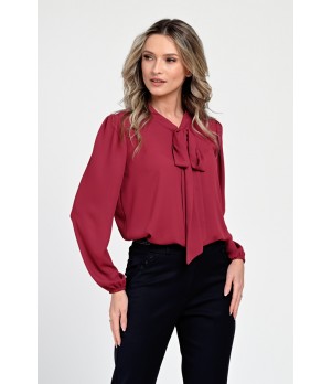 Bluza Dama, Rosu burgundy, Eleganta, cu Funda V306