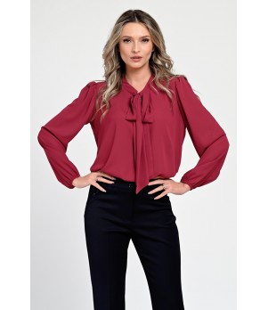Bluza Dama, Rosu burgundy, Eleganta, cu Funda V306